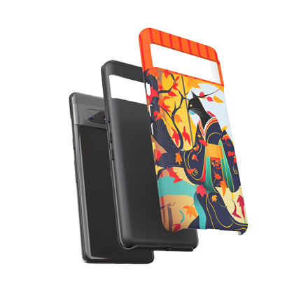 Black Cat in Kimono Phone Cases
