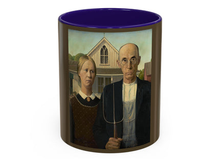 American Gothic by Grant Wood Colorful Mugs (11oz, 15oz)