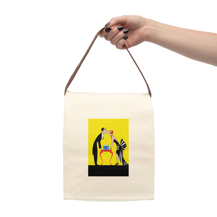 A Moment of Elegance: A Passionate Embrace Amidst Golden Splendor Canvas Lunch Bag With Strap