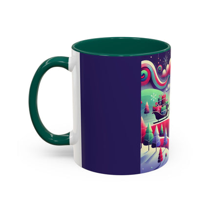 Festive Reindeer Flight Colorful Mugs (11oz, 15oz)