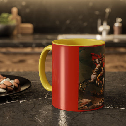 Napoleon Crossing the Alps by Jacques-Louis David Colorful Mugs (11oz, 15oz)