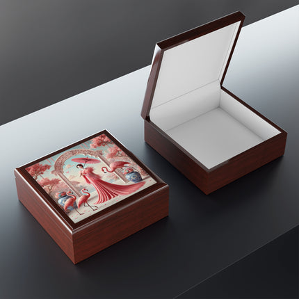 Petals, Porcelain, and Flamingos Jewelry Box