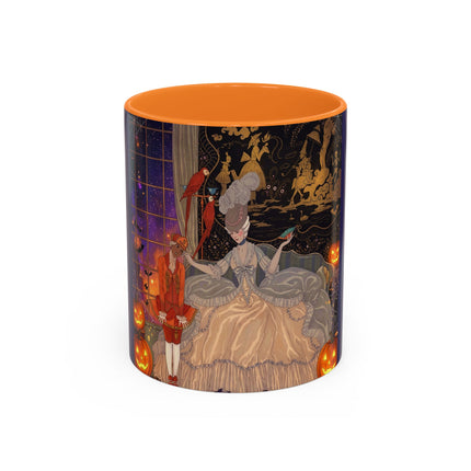 🌙🎃 The Moonlit Parlor Masquerade Colorful Mug – Elegant Halloween Romance