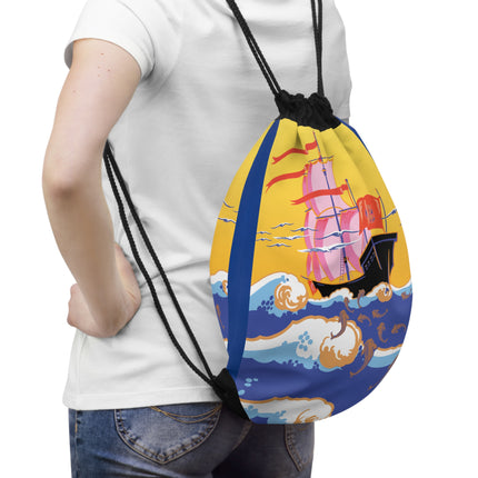 Golden Seas and Whimsical Dreams Drawstring Bag