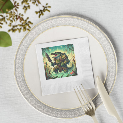 Swamp Tyrant White Coined Napkins