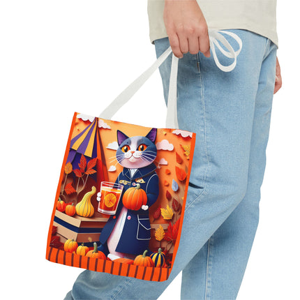 British Shorthair at an Autumn Market Tote Bag (AOP)