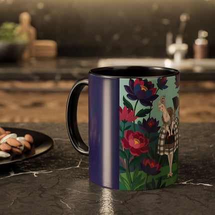The Lady Of The Lotus Garden Colorful Mugs – Art Deco Botanical Elegance