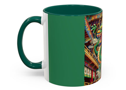 Tibetan Dragon Over Kabuki Duel Colorful Mugs (11oz, 15oz)