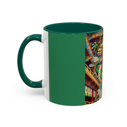 Tibetan Dragon Over Kabuki Duel Colorful Mugs (11oz, 15oz)