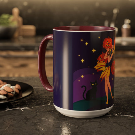 🎃🕯️ Moonlit Pumpkin Masquerade Colorful Mug – Whimsical Halloween Charm