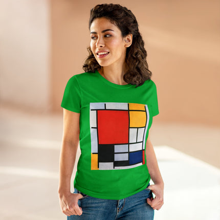 Composition with Red, Yellow, Blue, and Black by Piet Mondrian Women's Midweight Cotton Tee