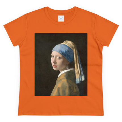 Girl with a Pearl Earring by Johannes Vermeer Women's Midweight Cotton Tee