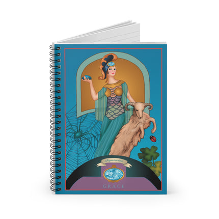 March & Aquamarine (Gem Series) by Sofia Chiostri Spiral Notebook - Ruled Line