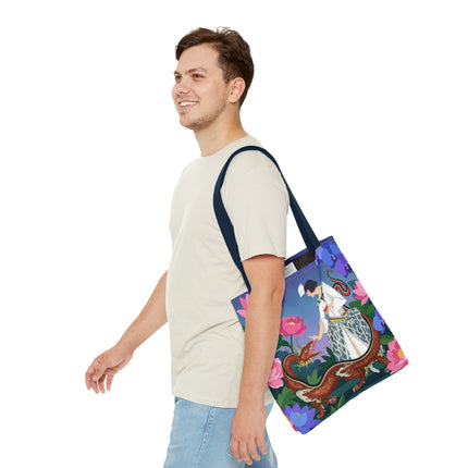 🐉🌸 The Dragon Keeper Tote Bag – Art Deco Floral Fantasy