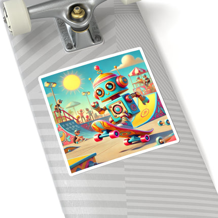 🛹🤖 The Skate Park Robot Kiss-Cut Sticker – Action, Energy & Retro Fun