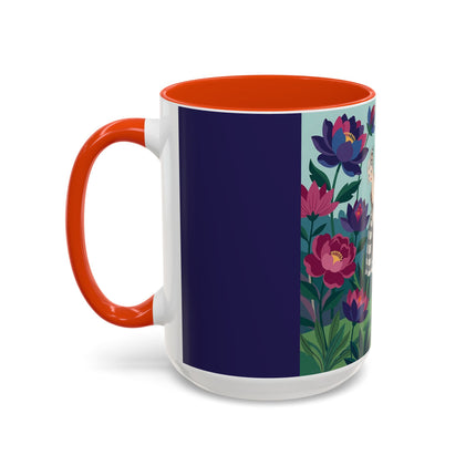 The Lady Of The Lotus Garden Colorful Mugs – Art Deco Botanical Elegance