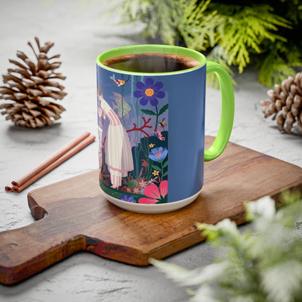 The Lady Of The Enchanted Aquarium Colorful Mugs – Art Deco Aquatic Elegance
