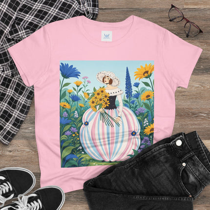 🌻🎀 The Sunflower Garden Bouquet Cotton Tee – Art Deco Floral Elegance
