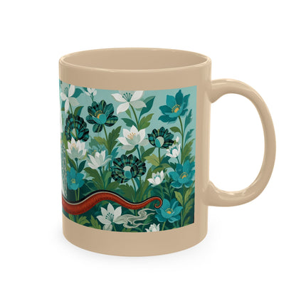 🐉🌿 The Lady & The Garden Dragon Ceramic Mug – Art Deco Botanical Whimsy
