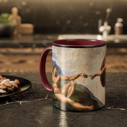 The Creation of Adam by Michelangelo Buonarroti Colorful Mugs (11oz, 15oz)