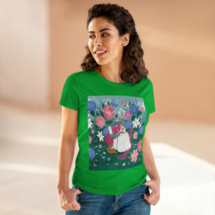 💎🌸 The Lady Of The Jeweled Garden Cotton Tee – Art Deco Floral Elegance