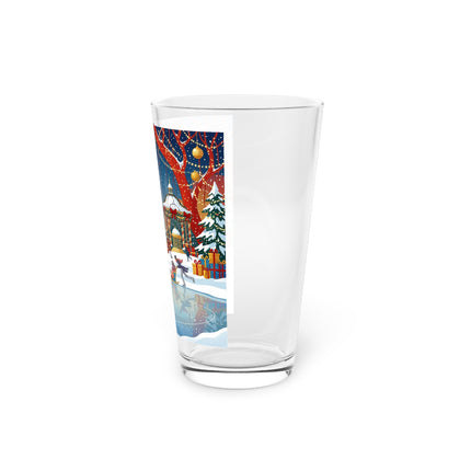 ⛸️🎄 The Christmas Skating Pavilion Pint Glass – Art Deco Holiday Fantasy