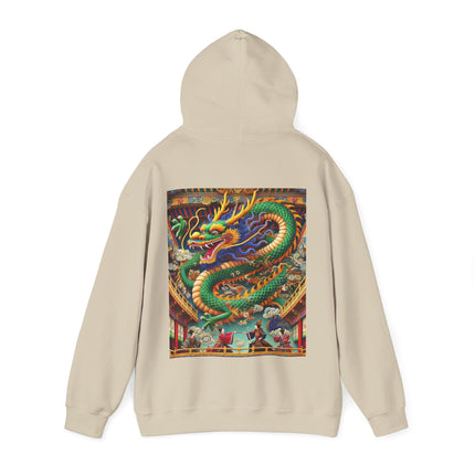 Tibetan Dragon Over Kabuki Duel – Heavy Blend™ Hooded Sweatshirt