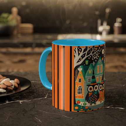 Night of the Trick-or-Treating Owlets Colorful Mugs, 11oz
