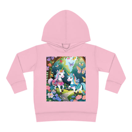 Baby Unicorns and Fluttering Butterflies Toddler Pullover Fleece Hoodie