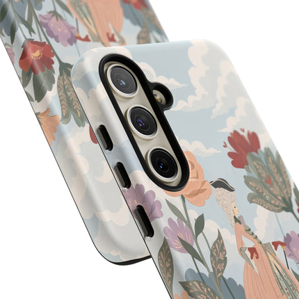 🌹🐈 The Lady And Puss In Boots Phone Case – Art Deco Floral Whimsy