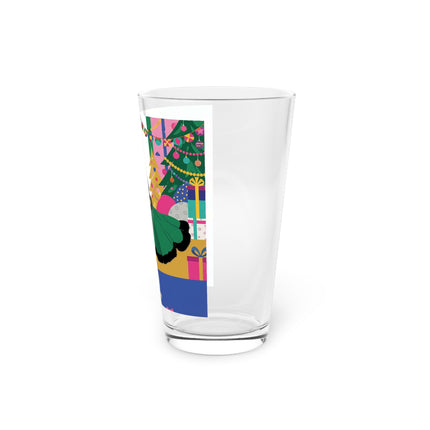 🎄🎁 The Emerald Christmas Belle Pint Glass – Colorful Holiday Fashion Fantasy