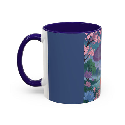 The Lady Of The Cherry Blossoms Colorful Mugs – Art Deco Spring Elegance