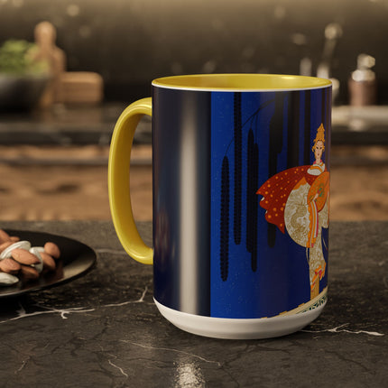 Celestial Melody Colorful Mug (11oz, 15oz) – Musical Grace, Starlit Beauty & Art Deco Elegance