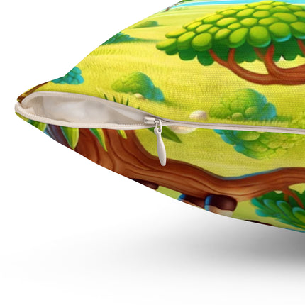 Giraffe Lookout Spun Polyester Square Pillow