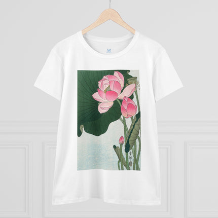 Blooming Lotus Flowers by Ohara Koson Women's Midweight Cotton Tee