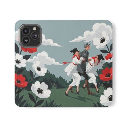 🌺🎩 The Ladies Of The Scarlet Garden Flip Case – Art Deco Floral Adventure