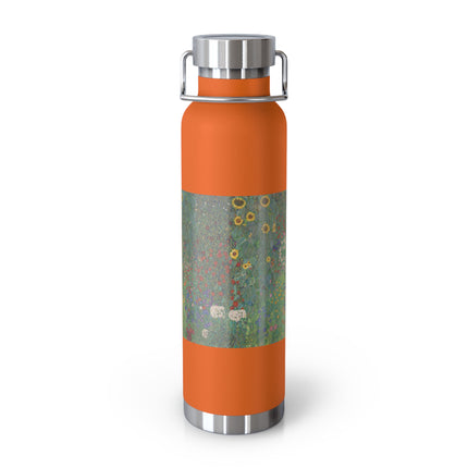 Farm Garden with Sunflowers by Gustav Klimt Copper Vacuum Insulated Bottle, 22oz