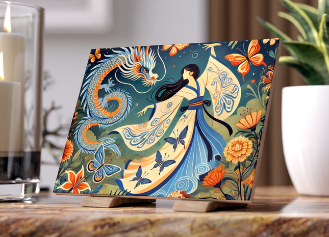 Fairy Waltz in the Butterfly Garden Ceramic Tile