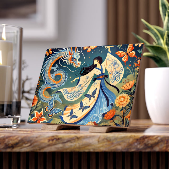 Fairy Waltz in the Butterfly Garden Ceramic Tile