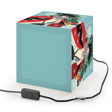 ❤️ The Lady Of The Crimson Scarf Light Cube Lamp – Art Deco Christmas Elegance