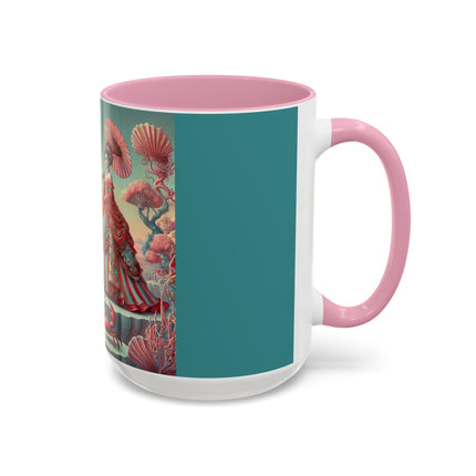 Cherry Blossom Courtesans & Crimson Crab Colorful Mug – Imperial Elegance & Playful Charm