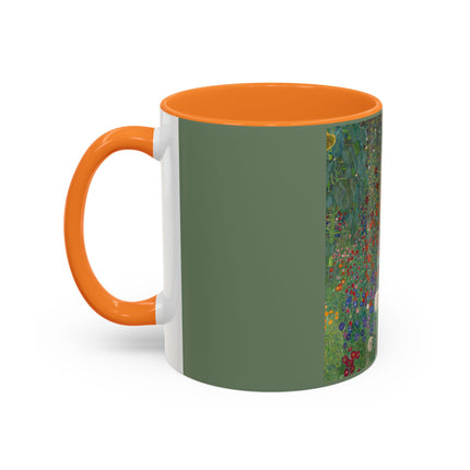 Farm Garden with Sunflowers by Gustav Klimt Colorful Mugs (11oz, 15oz)