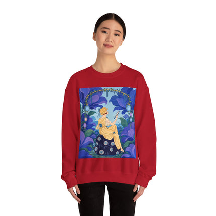 🪞🌺 The Enchanted Garden Mirror Crewneck Sweatshirt – Art Deco Fashion Whimsy