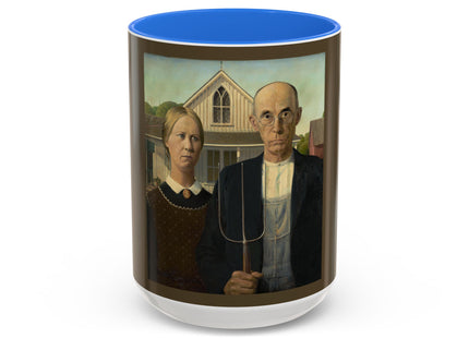 American Gothic by Grant Wood Colorful Mugs (11oz, 15oz)
