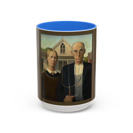 American Gothic by Grant Wood Colorful Mugs (11oz, 15oz)