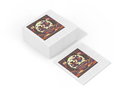 Theatrical Halloween Kabuki Mice White Coined Napkins