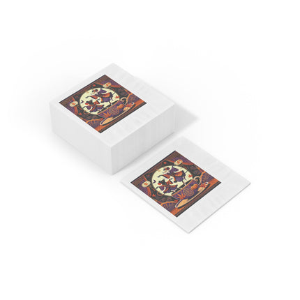 Theatrical Halloween Kabuki Mice White Coined Napkins