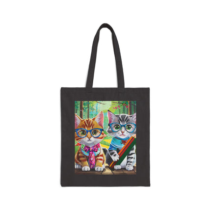 Kitten Scholars Cotton Canvas Tote Bag