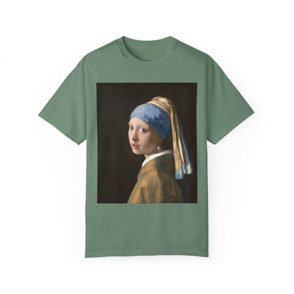 Girl with a Pearl Earring by Johannes Vermeer Unisex Garment-Dyed T-shirt