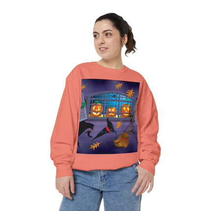 Whimsical Halloween Mischief Unisex Garment-Dyed Sweatshirt